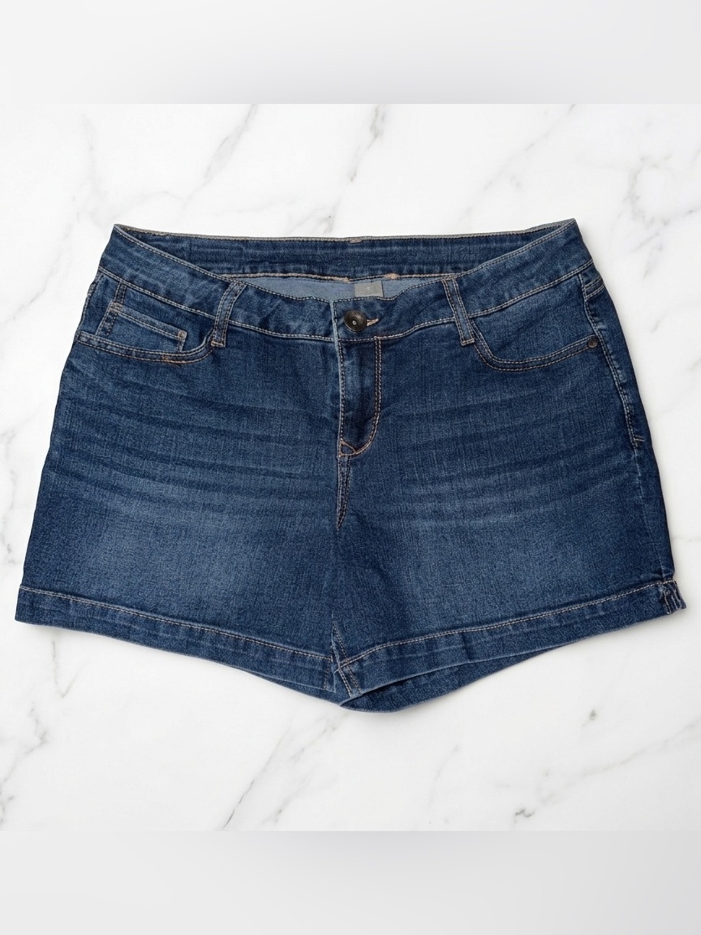 Natural Reflections 5-Pocket Stretch Denim Shorts - Blue Size 6